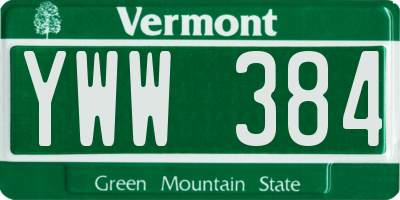 VT license plate YWW384
