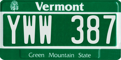 VT license plate YWW387