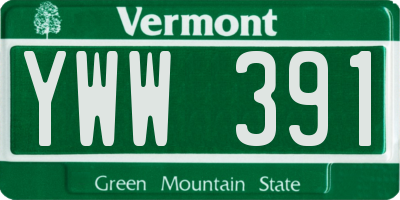 VT license plate YWW391