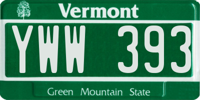 VT license plate YWW393