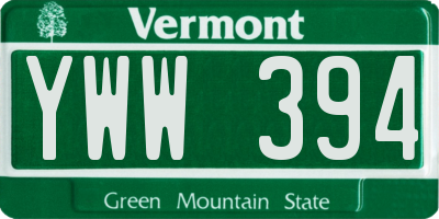 VT license plate YWW394