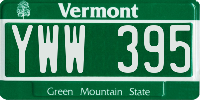 VT license plate YWW395