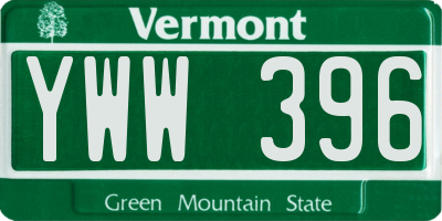VT license plate YWW396