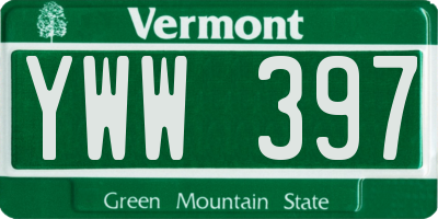 VT license plate YWW397