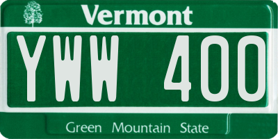 VT license plate YWW400