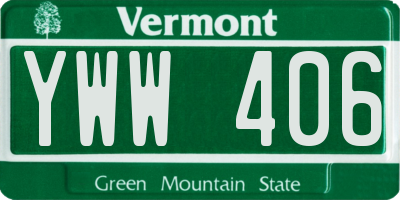VT license plate YWW406