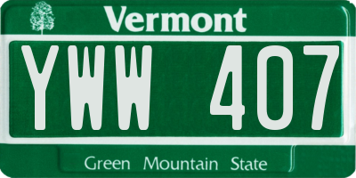 VT license plate YWW407