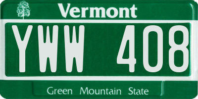 VT license plate YWW408