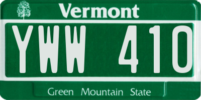 VT license plate YWW410