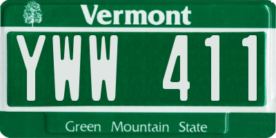 VT license plate YWW411
