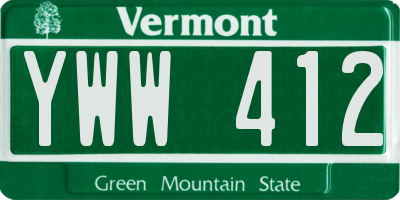 VT license plate YWW412