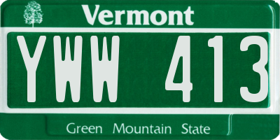 VT license plate YWW413