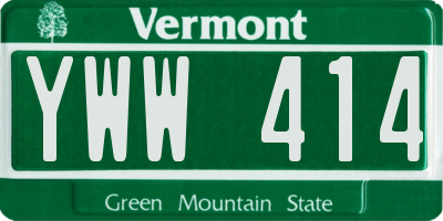 VT license plate YWW414
