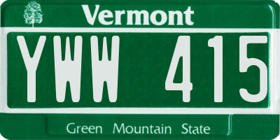 VT license plate YWW415