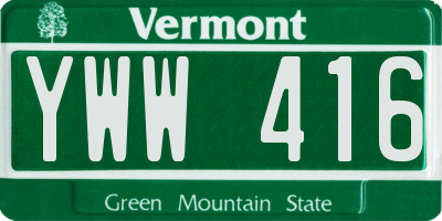 VT license plate YWW416