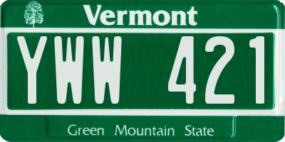 VT license plate YWW421