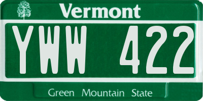 VT license plate YWW422
