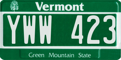 VT license plate YWW423