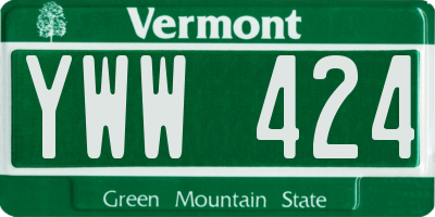 VT license plate YWW424