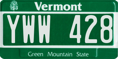 VT license plate YWW428