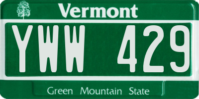 VT license plate YWW429