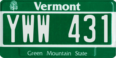 VT license plate YWW431