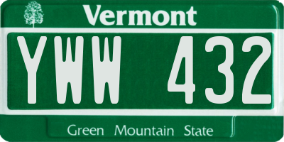 VT license plate YWW432