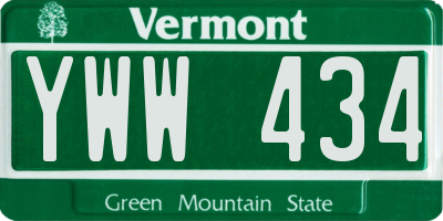 VT license plate YWW434