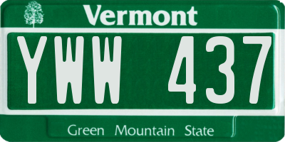 VT license plate YWW437