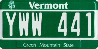 VT license plate YWW441