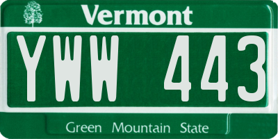 VT license plate YWW443
