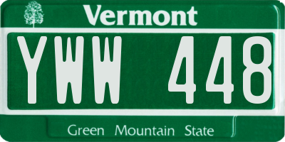 VT license plate YWW448