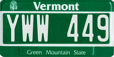 VT license plate YWW449