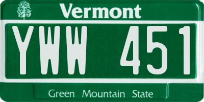 VT license plate YWW451