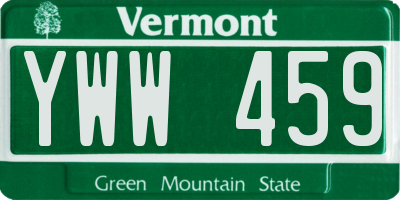 VT license plate YWW459