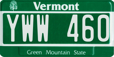 VT license plate YWW460