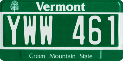 VT license plate YWW461