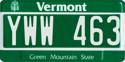 VT license plate YWW463