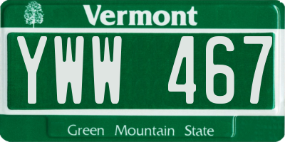 VT license plate YWW467