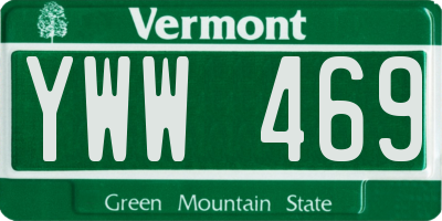 VT license plate YWW469