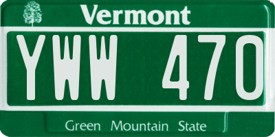 VT license plate YWW470