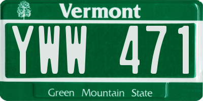 VT license plate YWW471