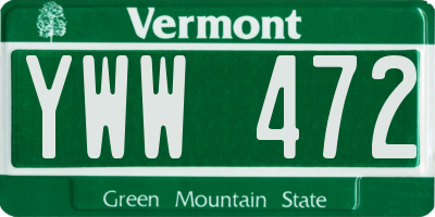 VT license plate YWW472