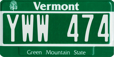 VT license plate YWW474