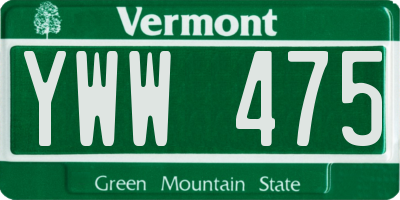 VT license plate YWW475