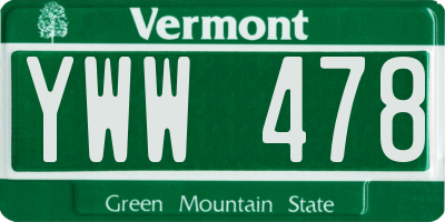 VT license plate YWW478