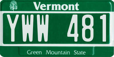 VT license plate YWW481