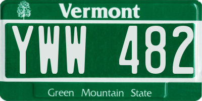 VT license plate YWW482
