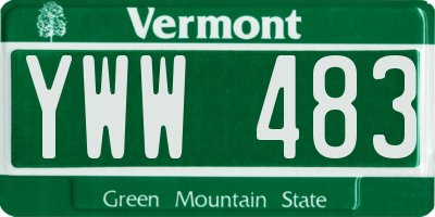 VT license plate YWW483