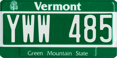 VT license plate YWW485